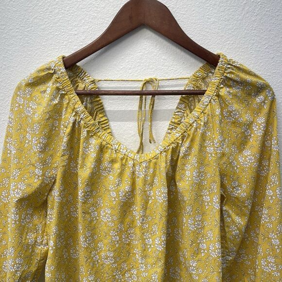 J. Crew Liberty Fabric Blouse Top Womens Size S Yellow Ditsy Floral Feminine - Picture 2 of 7